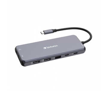 VERBATIM Hub USB-C Pro Multiport 14 Port, 5x USB-A, 2x USB-C, 2x HDMI, 1xVGA, RJ45, 3.5mm Jack audio, microSD/SD, šedá