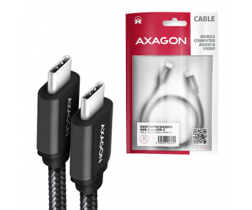 AXAGON BUCM3-CM15AB, SPEED kabel USB-C <-> USB-C, 1.5m, USB 3.2 Gen 1, PD 60W 3A, ALU, oplet, černý