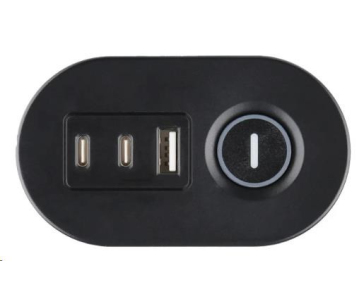 Viking síťová prodlužovací zásuvka R33S, 3x AC 230V, 1x USB-A, 2x USB-C, délka 1,4 m