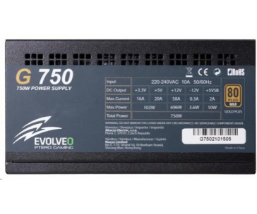 EVOLVEO G750 zdroj 750W, eff 91%, 80+ GOLD, aPFC, modulární, retail