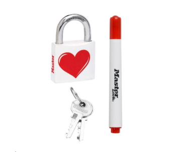 Master Lock 3430EURDLOV_heart visací zámek z pevného kovu