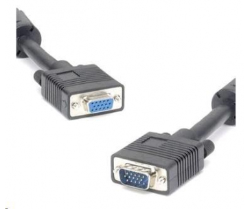 PREMIUMCORD Kabel VGA prodlužovací 3m (HD15M/F, dvojité stínění, feritová jádra), černý