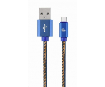 GEMBIRD Kabel USB 2.0 AM na Type-C kabel (AM/CM), 1m, opletený, jeans, blister, PREMIUM QUALITY