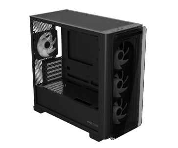 ASUS case A23 PLUS TG ARGB, Mini Tower, průhledná bočnice, 4x120mm ARGB Fan, černá