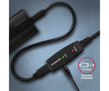 AXAGON ADR-220, USB 2.0 A-M -> A-F aktivní prodlužovací / repeater kabel, 20m