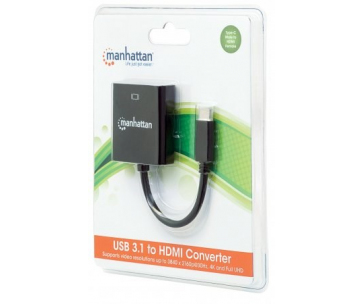 MANHATTAN převodník z USB 3.1 na HDMI (Type-C Male to HDMI Female, Black) PC / Apple MacBook