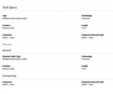 DELL Networking  Cable  QSFP+ to QSFP+  40GbE Passive Copper Direct Attach