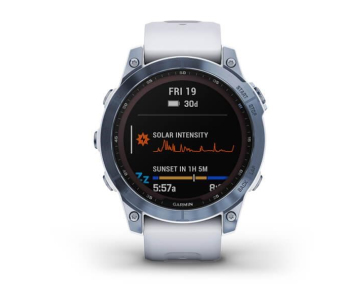 Garmin fenix 7 Sapphire Solar,Titan Blue/ White Silicone Band, EU