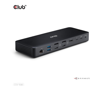 Club3D Dokovací stanice 16v1 Quadra (4) ThunderBolt 4, 2xTB, 3xDP, 2xHDMI, 3xUSB, RJ45, SD-TF Karta, 1xUSB-C, 150W PD