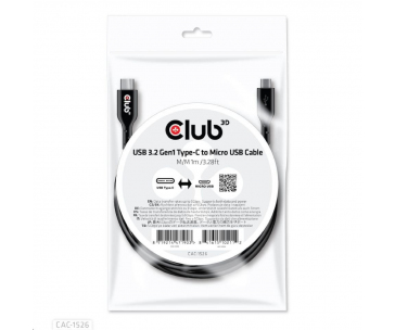 Club3D Kabel USB 3.2 Gen1 Type C na Micro USB Cable (M/M), Bidirectional, 1m