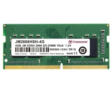 TRANSCEND SODIMM DDR4 4GB 2666MHz 1Rx8 512Mx8 CL19 1.2V