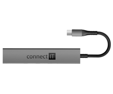 CONNECT IT USB-C hub, 2x USB-A, 1x USB-C, 1x SD karta, 1x MicroSD karta, šedá