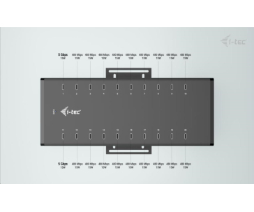 i-tec USB-C/USB-A Metal Charging + data HUB, 15W per port, 20x USB-C