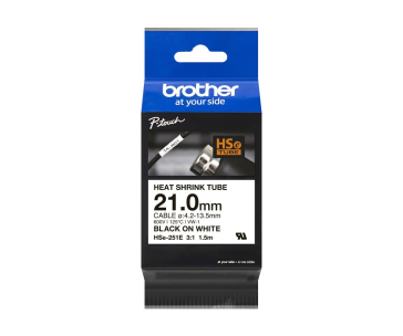 BROTHER smršťovací bužírka - HSE-251E bílá pro H300 H500 E550 P700 P750 D800 P900 P950 - 21mm / 4,2-13,5mm / 3:1