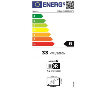 LENOVO LCD P32pz-30 - 31.5",IPS,matný,16:9,3840x2160,650cd,4ms/6ms,1000:1,USB-C,RJ-45,HDMI,,DP,VESA,Pivot