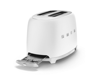 Smeg TSF01WHMEU toustovač / topinkovač, 2 toasty, 6 úrovní opékání, zásuvka na drobky, styl. 50. let, matně bílá