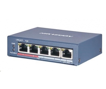 HIKVISION DS-3E0105P-E (B) (4+1) PoE switch, 60W budget, 1x 100Mbit, 4x 10/100Mbit PoE Plus, IEEE802.3af/at