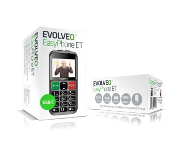 EVOLVEO Mobilní telefon pro seniory s nabíjecím stojánkem  EasyPhone ET, stříbrná