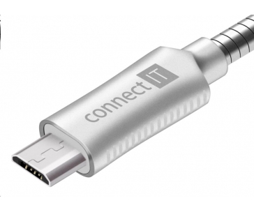 CONNECT IT Wirez Steel Knight Micro USB - USB, metallic silver, 1 m