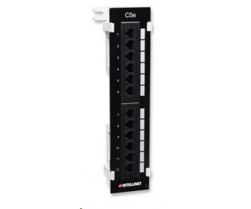 Intellinet Patch panel, 12 port Cat5e, UTP, černý, na zeď