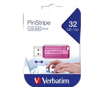 VERBATIM Flash Disk 32GB Hi-Speed Store 'n' Go, Pinstripe, USB 2.0, Hot růžová