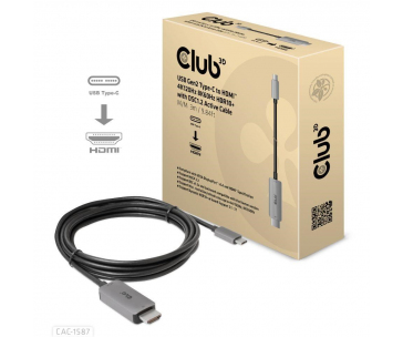 Club3D kabel USB-C na HDMI, 4K120Hz 8K60Hz HDR10 s DSC1.2, Aktivní kabel, M/M, 3m