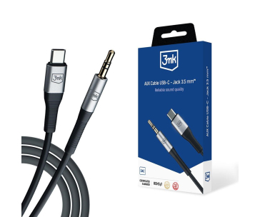 3mk audio kabel - AUX Cable USB-C - Jack 3,5 mm, 1m, černá