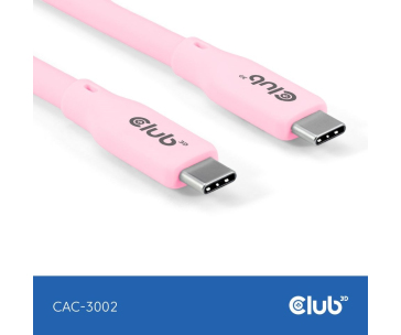 Club3D Kabel USB-C 4.0, 20Gbps, 4K60Hz, PD 240W, 2m, růžová