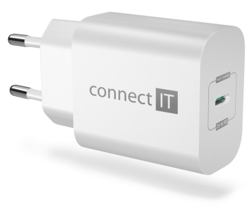 CONNECT IT Voyager2 nabíjecí adaptér 1×USB-C, 25W PD, bílá