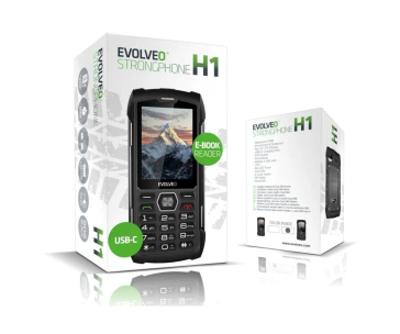 EVOLVEO StrongPhone H1, vodotěsný odolný Dual SIM telefon, černo-stříbrná