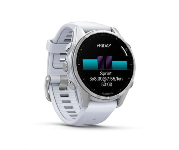 Garmin fenix® 8 – 43 mm, AMOLED, Silver / Whitestone se silikonovým řemínkem.