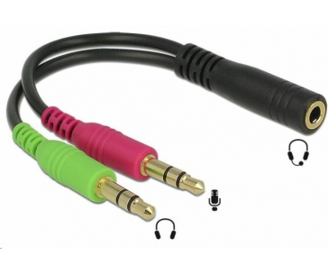 PREMIUMCORD Adaptér 4pólový jack3,5mm pro sluchátka a mikrofon, 30cm