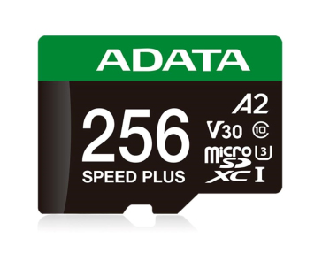 ADATA MicroSDXC karta 256GB Speed Plus, U3, C10, A2, V30 (R:180/W:160 MB/s) + SD adaptér