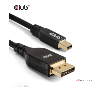 Club3D Kabel MiniDisplayPort na DisplayPort 2.1 Certifikovaný, Oboustranný, 10K60Hz, DSC1.2, UHBR10, 1m