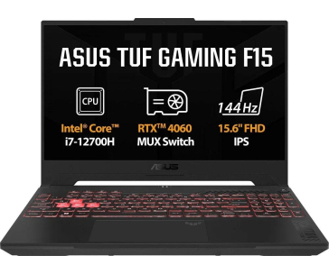 ASUS NTB TUF Gaming F15 (FX507ZV4-LP037), i7-12700H, 15.6" 1920 x 1080, 16GB, 512GB SSD, RTX 4060, bez OS, Gray