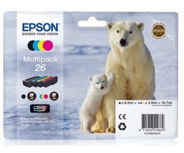 EPSON ink čer+bar "Lední medvěd" CLARIA Premium 26 - multipack (CMYK)