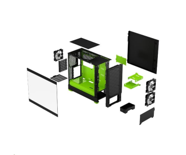 FRACTAL DESIGN skříň Pop Air RGB Green Core TG Clear Tint, 2x USB 3.0, bez zdroje, ATX