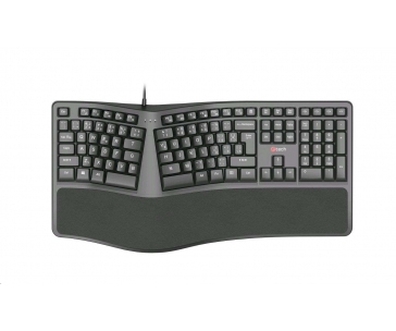 C-TECH Klávesnice KB-113E USB, ERGO,  černá, CZ/SK