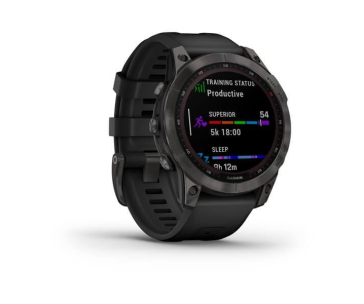 Garmin fenix 7 Sapphire Solar, Titan Black/ Black Silicone Band, EU