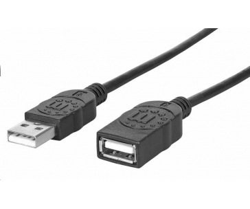 Manhattan USB kabel, USB 2.0, Male na Female, 480 Mbps, 1m, černá