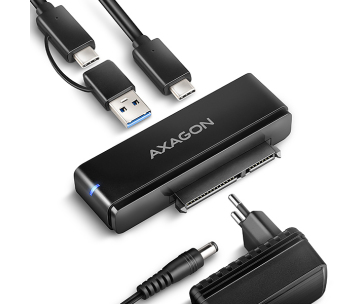 AXAGON ADSA-FPX, USB-C 10Gbps - SATA 6G, 2.5"/3.5" SSD/HDD FAST PORT X adaptér, vč. AC napáječe