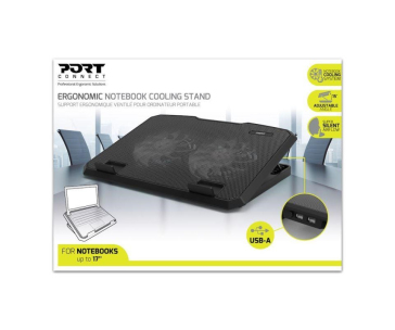 PORT chladící stojan na notebook COOLER PRO, 2x USB, černá