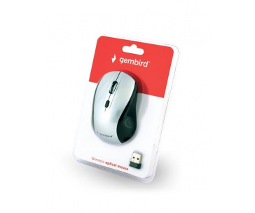 GEMBIRD myš MUSW-4B-02-BS, černo-stříbrná, bezdrátová, USB nano receiver