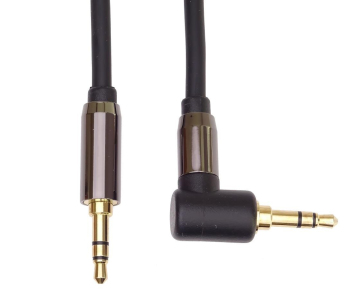 PremiumCord HQ stíněný kabel stereo Jack 3.5mm - Jack 3.5mm zahnutý 90°, 1,5m