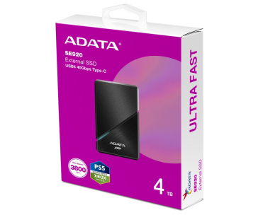 ADATA Externí SSD 4TB SE920, USB 4 Type-C, R:3800/W:3700MB/s, černá