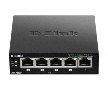 D-Link DES-1005P B1 5-Port 10/100 PoE Desktop Switch, 4x PoE+, 60W pro PoE