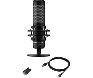 HyperX QuadCast S - USB Microphone (Black-Grey) - RGB Lighting (HMIQ1S-XX-RG/G) - Mikrofon