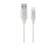 GEMBIRD Kabel USB 2.0 AM na Type-C kabel (AM/CM), 2m, opletený, bílo-strříbrný, blister, PREMIUM QUALITY