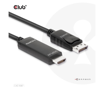 Club3D kabel DP 1.4 na HDMI, 4K120Hz nebo 8K60Hz HDR10, M/M, 3m