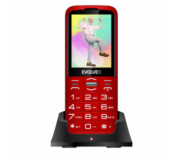 EVOLVEO EasyPhone XO, mobilní telefon pro seniory s nabíjecím stojánkem, červená